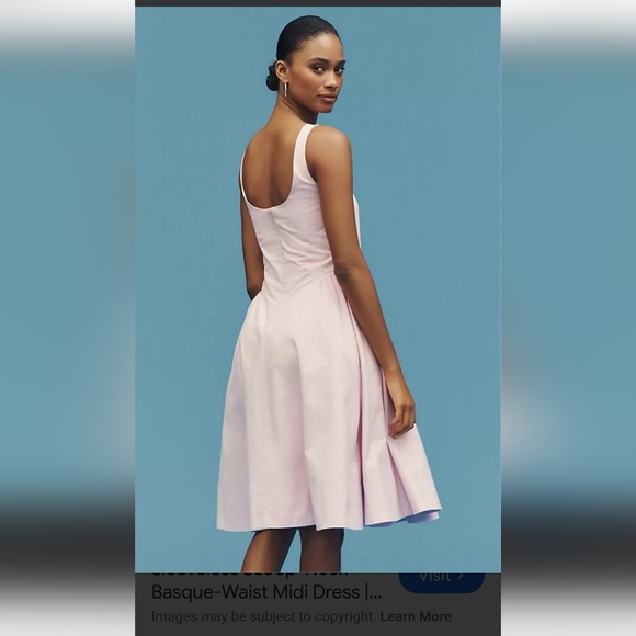 By Anthropologie Sleeveless Scoop-Neck Basque-Waist Midi Dress - Picture 2 of 8